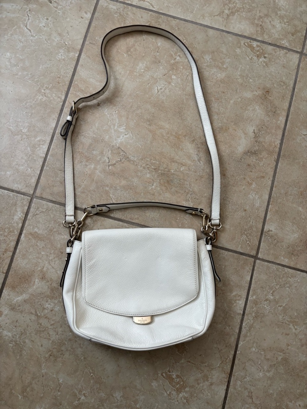 kate spade White Pebbled Leather Crossbody Bag